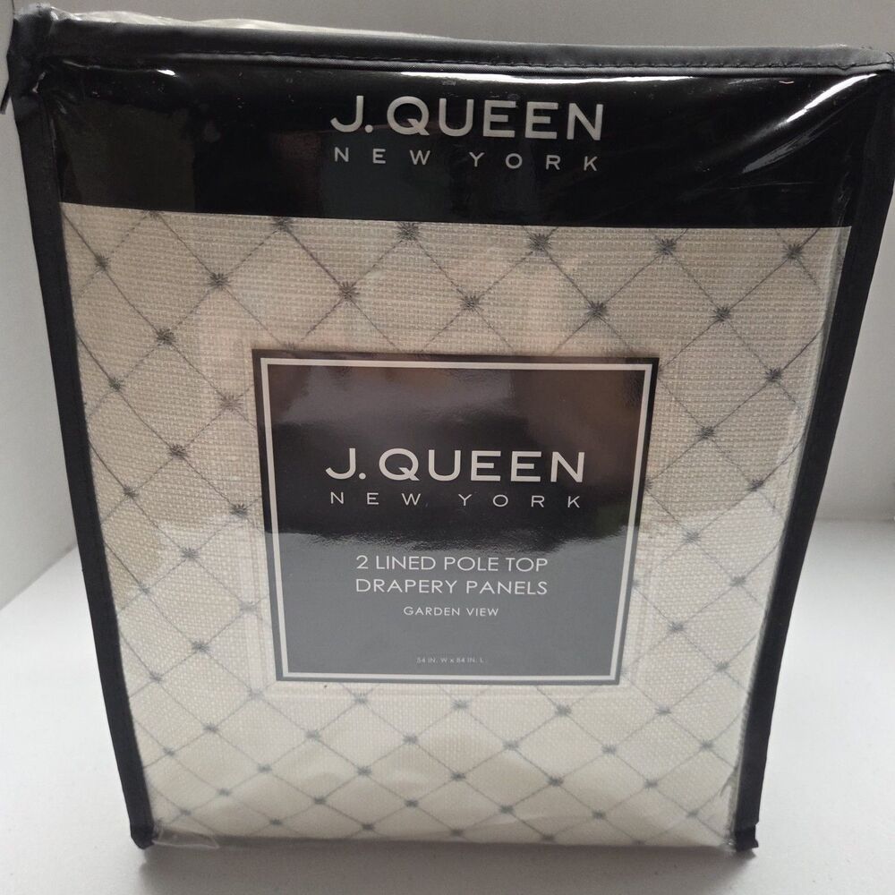 J Queen New York 2 Lined Pole Top Drapery Panels Garden View 54" X 84" New